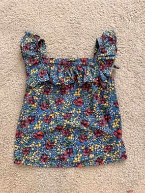 Ann Taylor Girls Blue Floral Shirred Waist Skirt
